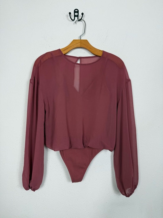 Aritzia Tops - Aritzia Wilfred Talmont Bodysuit Long Sleeve Sheer Rust Pink Sz Small